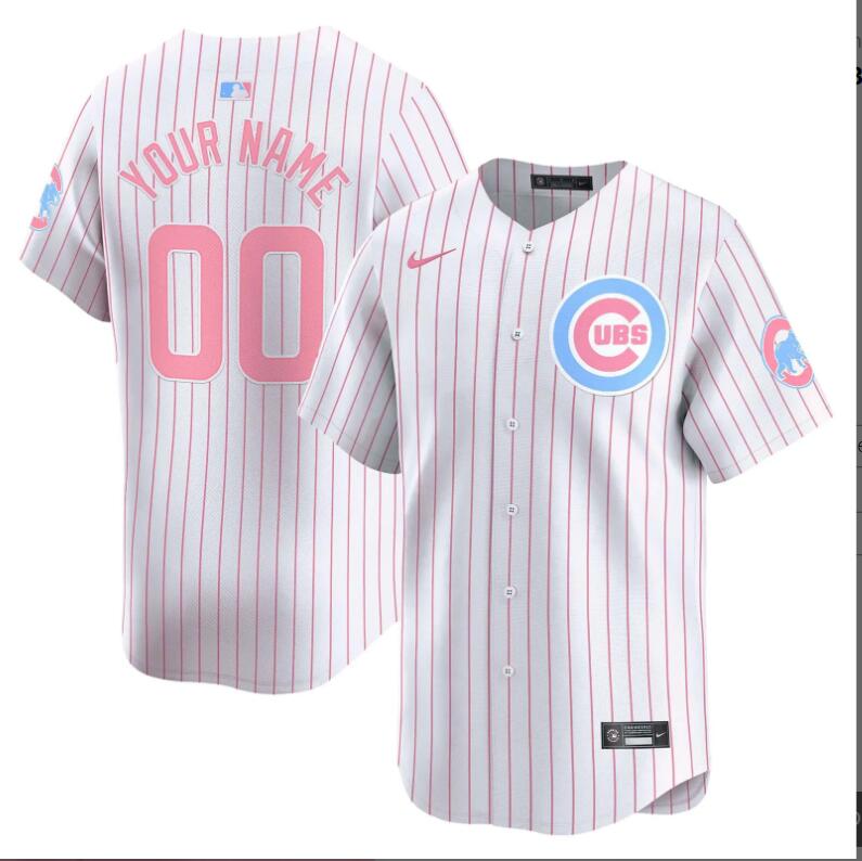 Men Chicago Cubs Custom white with red strips 2024 Nike MLB jersey->indianapolis colts->NFL Jersey